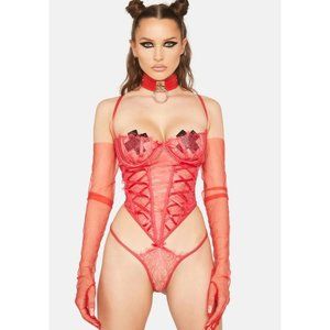 Roma Hot Pink Demi Cup Lace Teddy NWT
